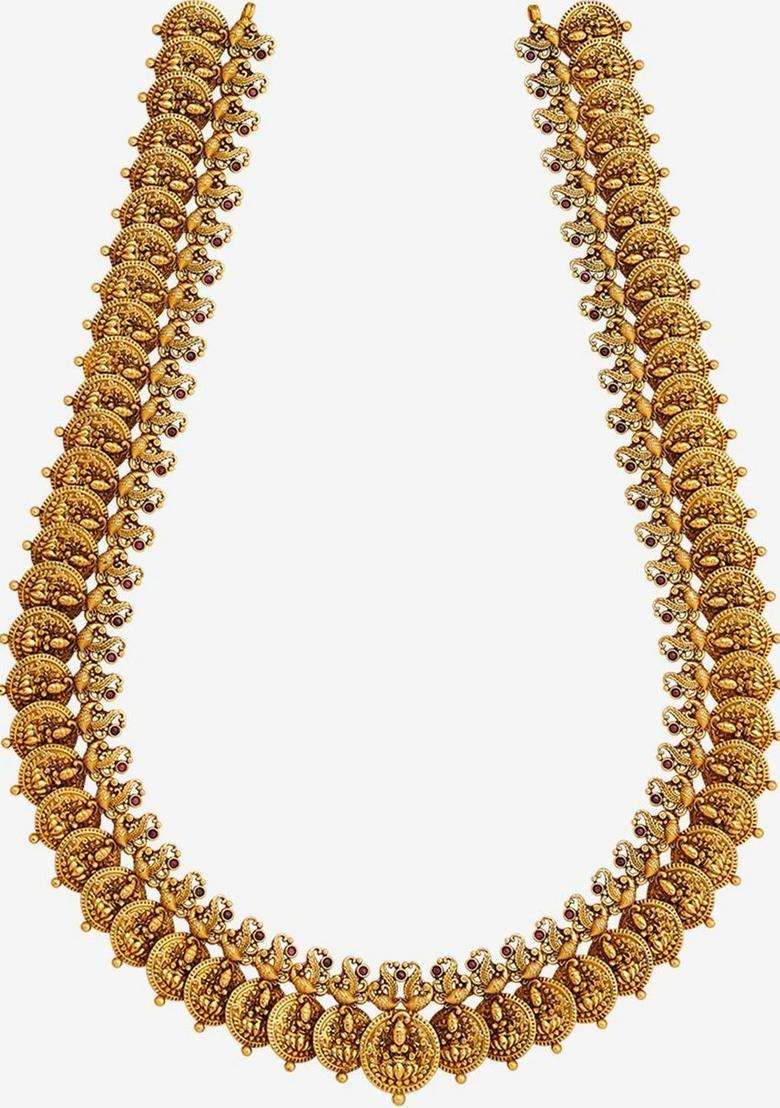 Copper Gold-Plated Temple Necklace for Women | Traditional Temple Jewellery for Wedding & Festive Wear | Gift for Her - Indya