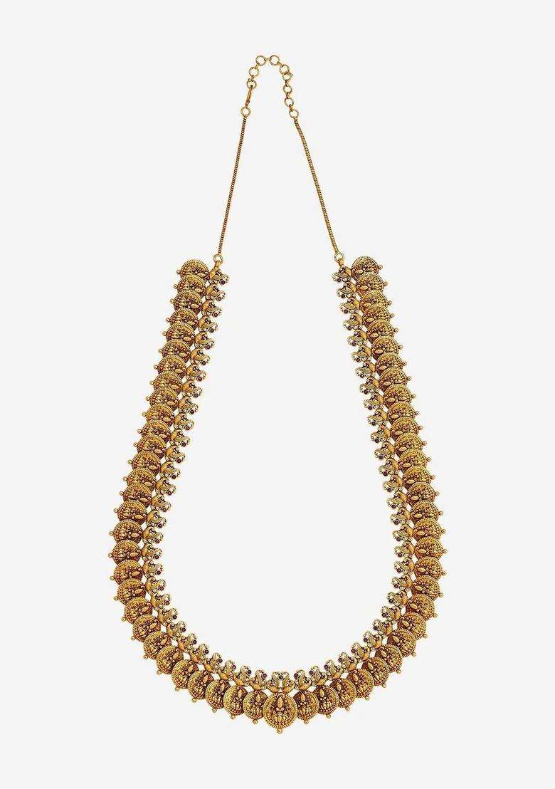 Copper Gold-Plated Temple Necklace for Women | Traditional Temple Jewellery for Wedding & Festive Wear | Gift for Her - Indya