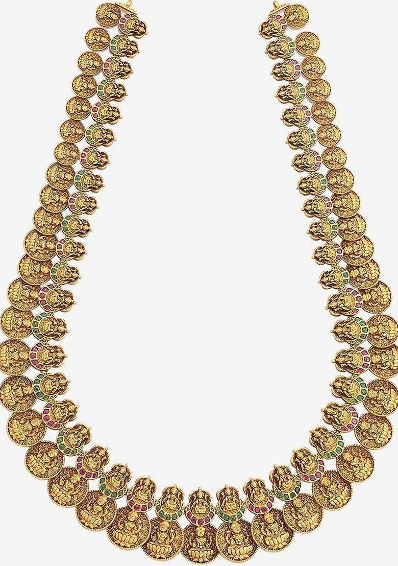Copper Gold-Plated Temple Necklace for Women | Traditional Temple Jewellery for Wedding & Festive Wear | Gift for Her - Indya