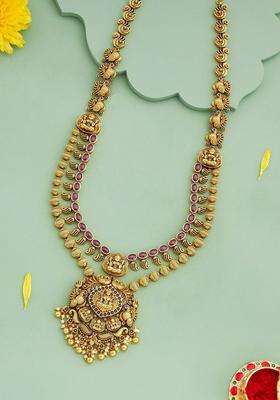 Copper Gold-Plated Temple Necklace for Women | Traditional Temple Jewellery for Wedding & Festive Wear | Gift for Her