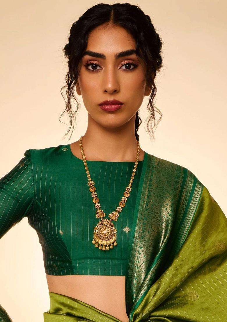 Copper Gold-Plated Temple Necklace for Women | Traditional Temple Jewellery for Wedding & Festive Wear | Gift for Her - Indya