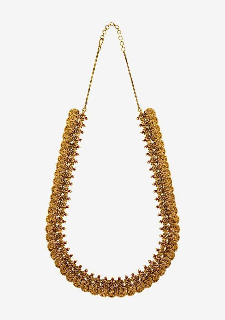 Copper Gold-Plated Temple Necklace for Women | Traditional Temple Jewellery for Wedding & Festive Wear | Gift for Her - Indya