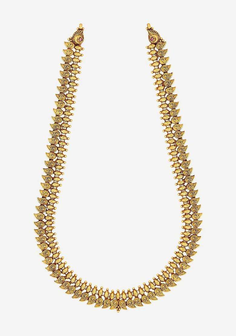 Copper Gold-Plated Temple Necklace for Women | Traditional Temple Jewellery for Wedding & Festive Wear | Gift for Her - Indya