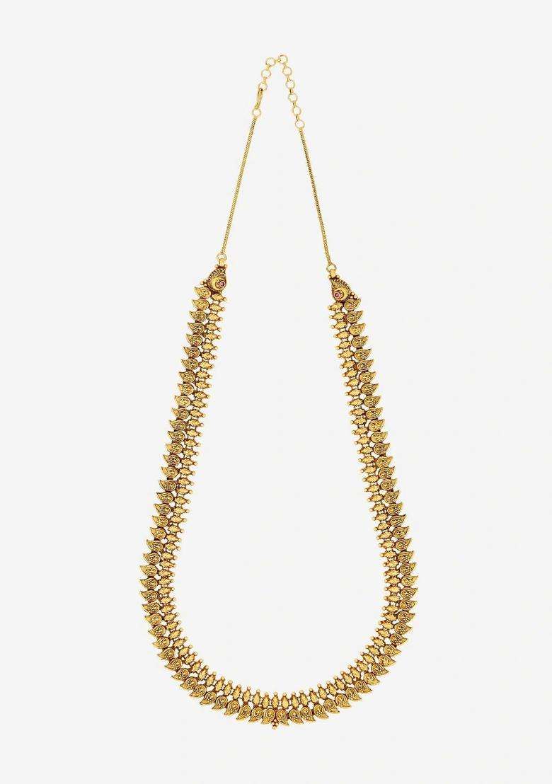 Copper Gold-Plated Temple Necklace for Women | Traditional Temple Jewellery for Wedding & Festive Wear | Gift for Her - Indya
