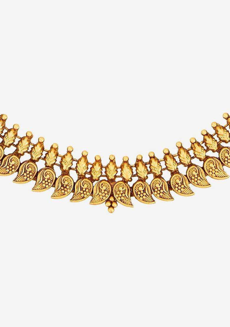Copper Gold-Plated Temple Necklace for Women | Traditional Temple Jewellery for Wedding & Festive Wear | Gift for Her - Indya