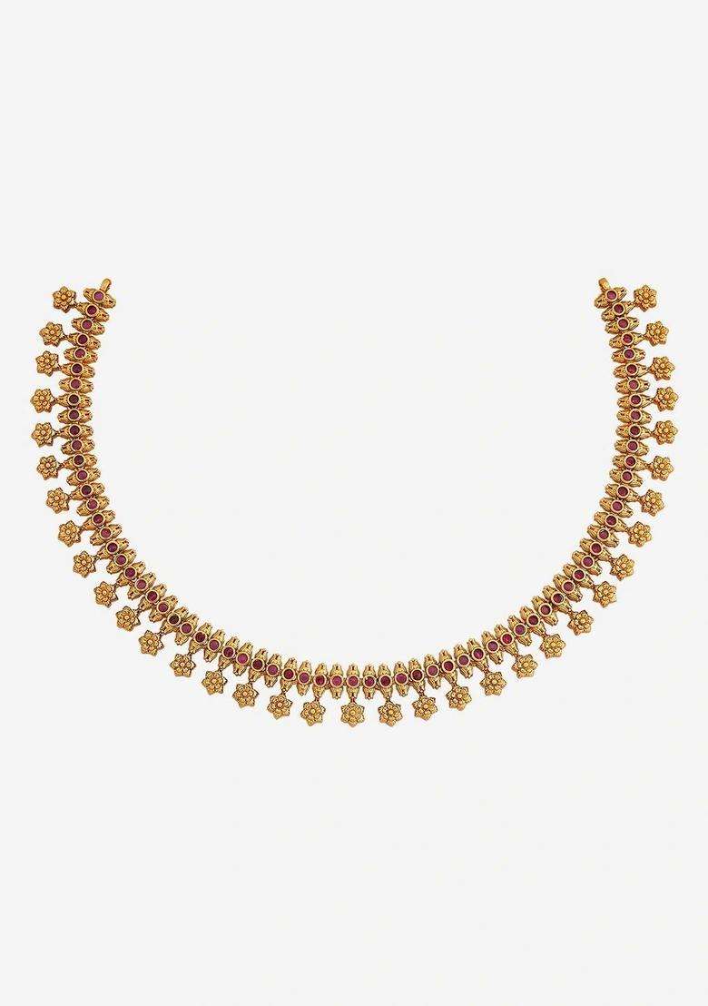 Copper Gold-Plated Temple Necklace for Women | Traditional Temple Jewellery for Wedding & Festive Wear | Gift for Her - Indya