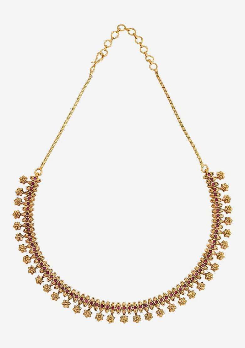 Copper Gold-Plated Temple Necklace for Women | Traditional Temple Jewellery for Wedding & Festive Wear | Gift for Her - Indya