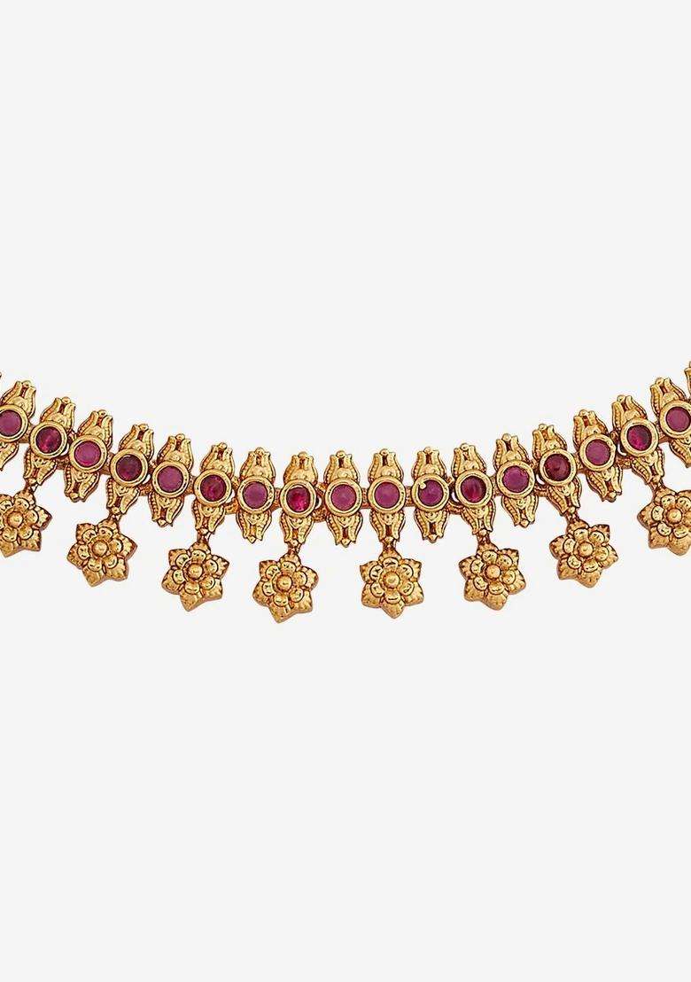Copper Gold-Plated Temple Necklace for Women | Traditional Temple Jewellery for Wedding & Festive Wear | Gift for Her - Indya