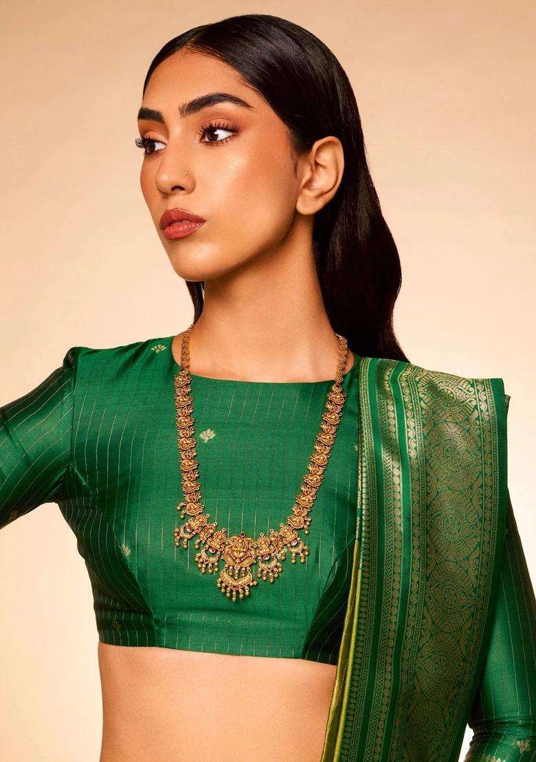 Copper Gold-Plated Temple Necklace for Women | Traditional Temple Jewellery for Wedding & Festive Wear | Gift for Her - Indya