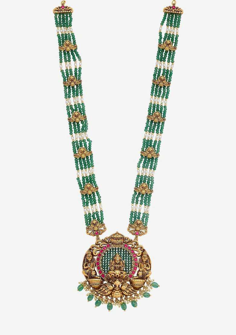 Copper Gold-Plated Temple Necklace for Women | Traditional Temple Jewellery for Wedding & Festive Wear | Gift for Her - Indya