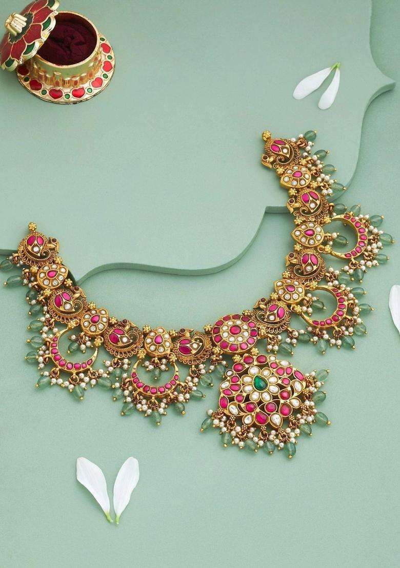 Sterling Silver Gold-Plated Temple Necklace for Women | Traditional Temple Jewellery for Wedding & Festive Wear | Gift for Her - Indya