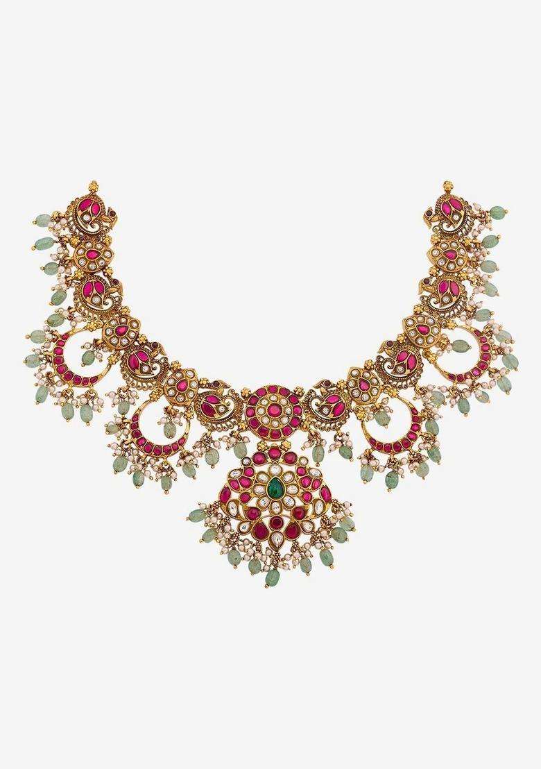 Sterling Silver Gold-Plated Temple Necklace for Women | Traditional Temple Jewellery for Wedding & Festive Wear | Gift for Her - Indya