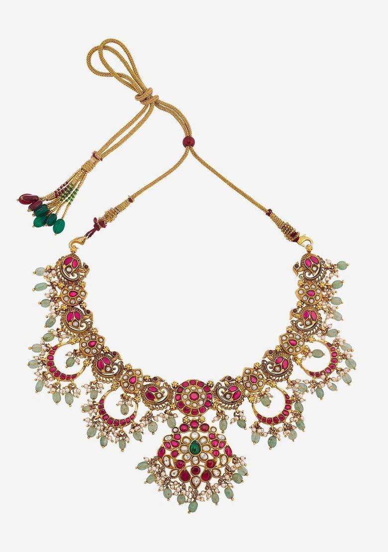 Sterling Silver Gold-Plated Temple Necklace for Women | Traditional Temple Jewellery for Wedding & Festive Wear | Gift for Her - Indya