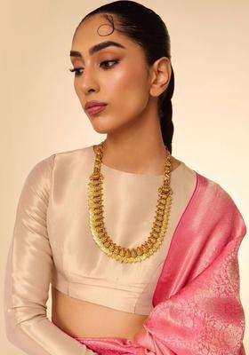 Sterling Silver Gold-Plated Temple Necklace for Women | Traditional Temple Jewellery for Wedding & Festive Wear | Gift for Her