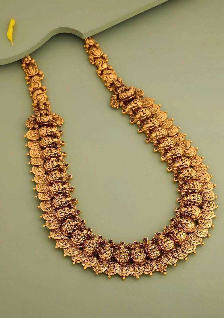 Sterling Silver Gold-Plated Temple Necklace for Women | Traditional Temple Jewellery for Wedding & Festive Wear | Gift for Her - Indya