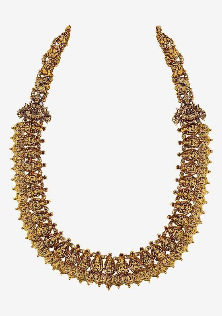 Sterling Silver Gold-Plated Temple Necklace for Women | Traditional Temple Jewellery for Wedding & Festive Wear | Gift for Her - Indya
