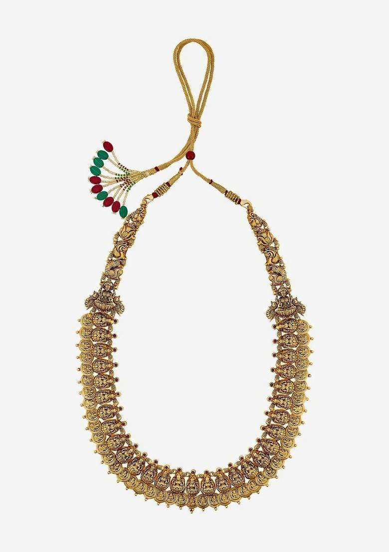 Sterling Silver Gold-Plated Temple Necklace for Women | Traditional Temple Jewellery for Wedding & Festive Wear | Gift for Her - Indya