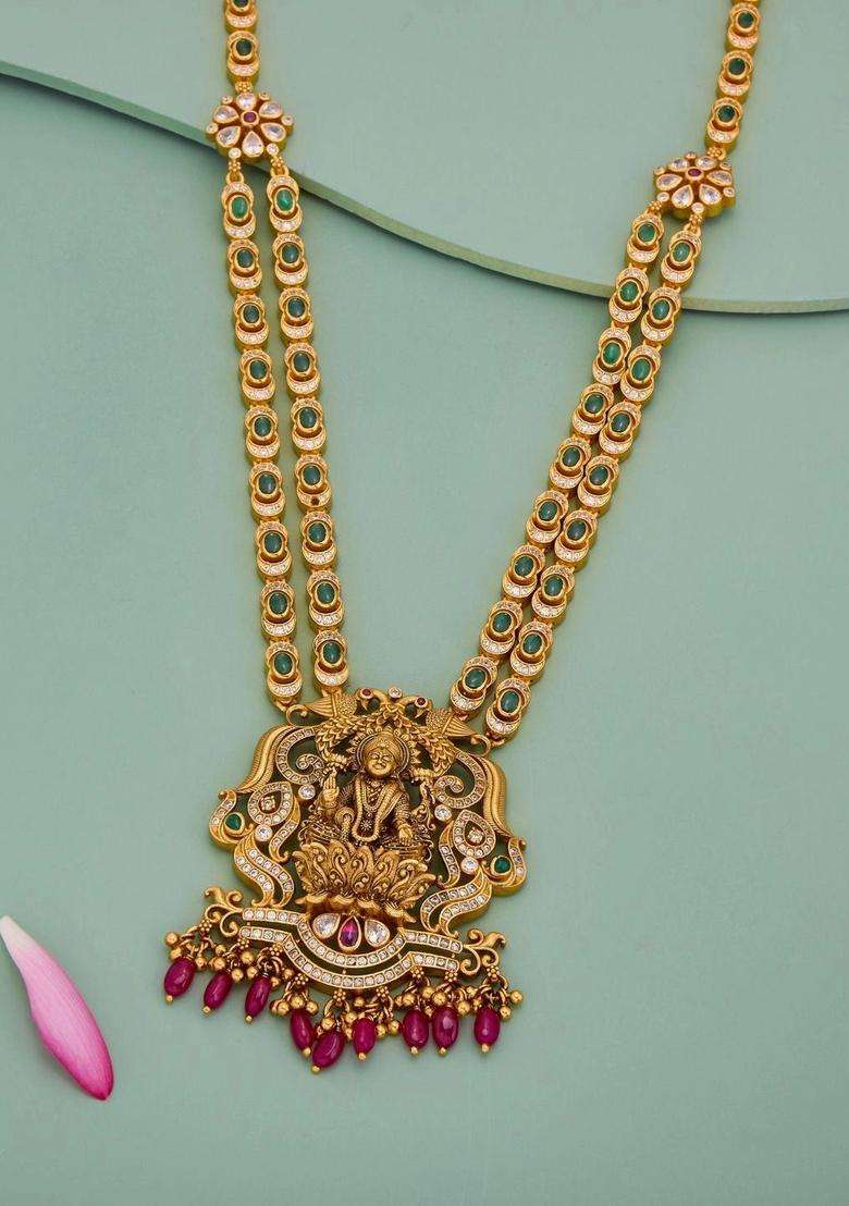 Sterling Silver Gold-Plated Temple Necklace for Women | Traditional Temple Jewellery for Wedding & Festive Wear | Gift for Her - Indya