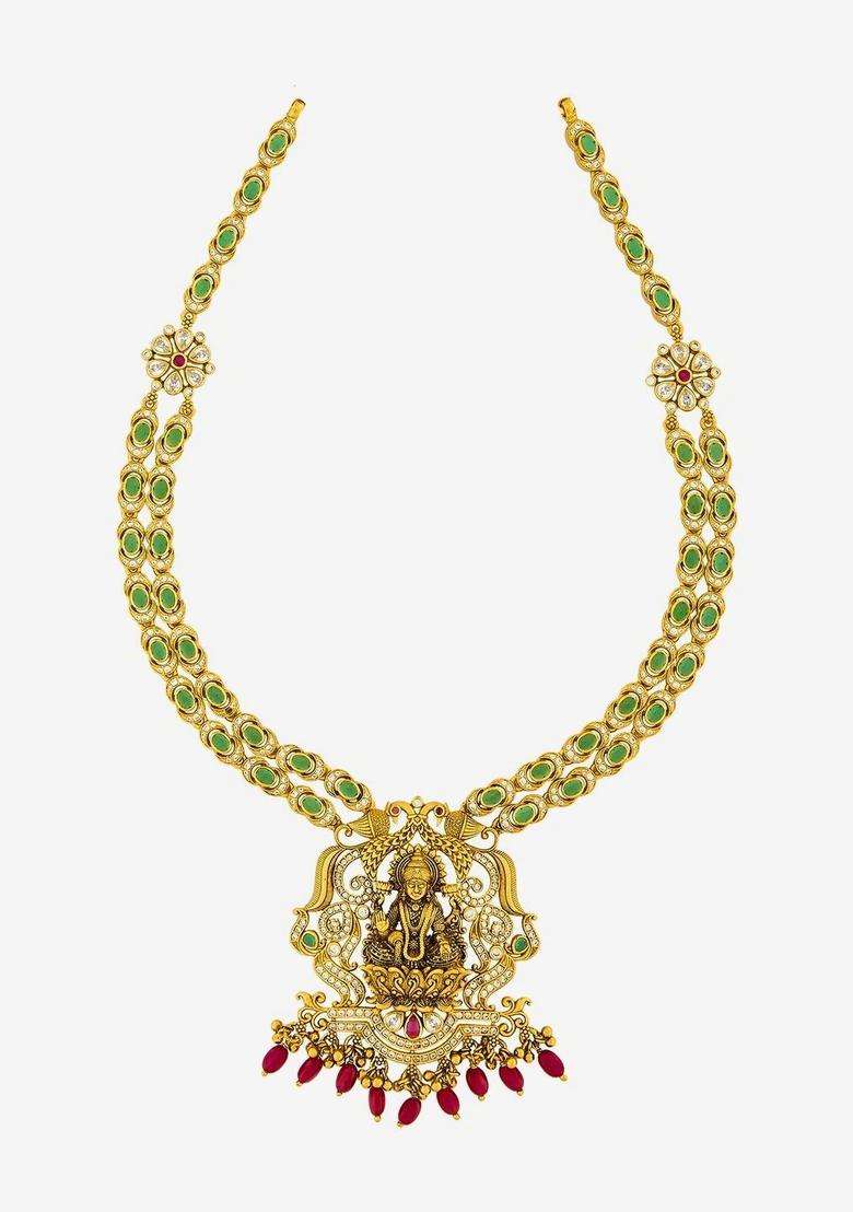 Sterling Silver Gold-Plated Temple Necklace for Women | Traditional Temple Jewellery for Wedding & Festive Wear | Gift for Her - Indya