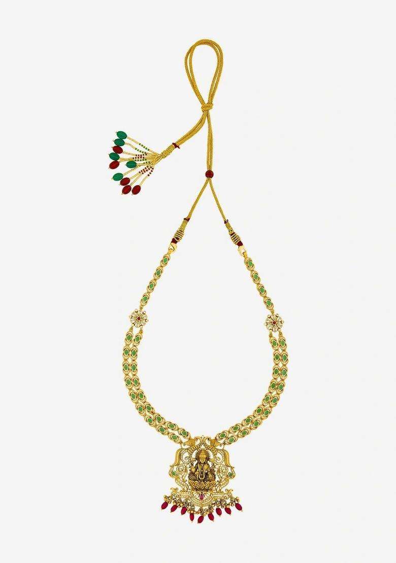 Sterling Silver Gold-Plated Temple Necklace for Women | Traditional Temple Jewellery for Wedding & Festive Wear | Gift for Her - Indya