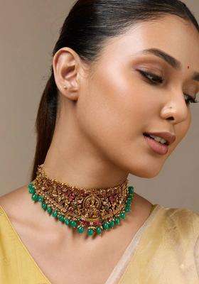 Sterling Silver Gold-Plated Temple Necklace for Women | Traditional Temple Jewellery for Wedding & Festive Wear | Gift for Her