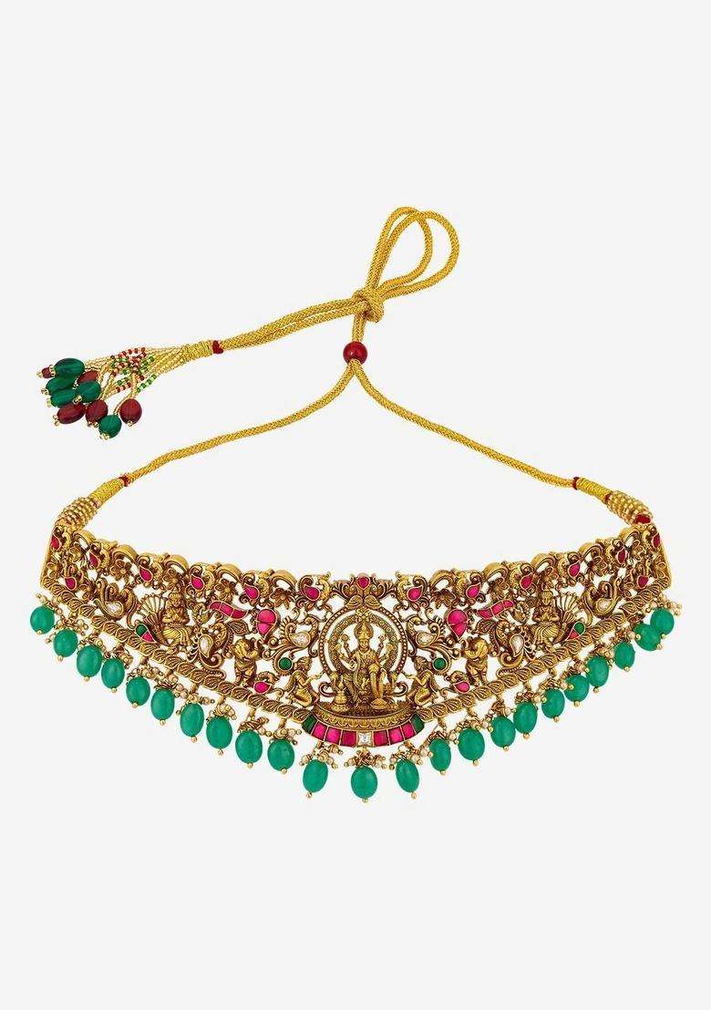 Sterling Silver Gold-Plated Temple Necklace for Women | Traditional Temple Jewellery for Wedding & Festive Wear | Gift for Her - Indya