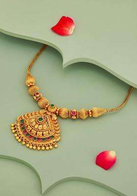 Sterling Silver Gold-Plated Temple Necklace for Women | Traditional Temple Jewellery for Wedding & Festive Wear | Gift for Her