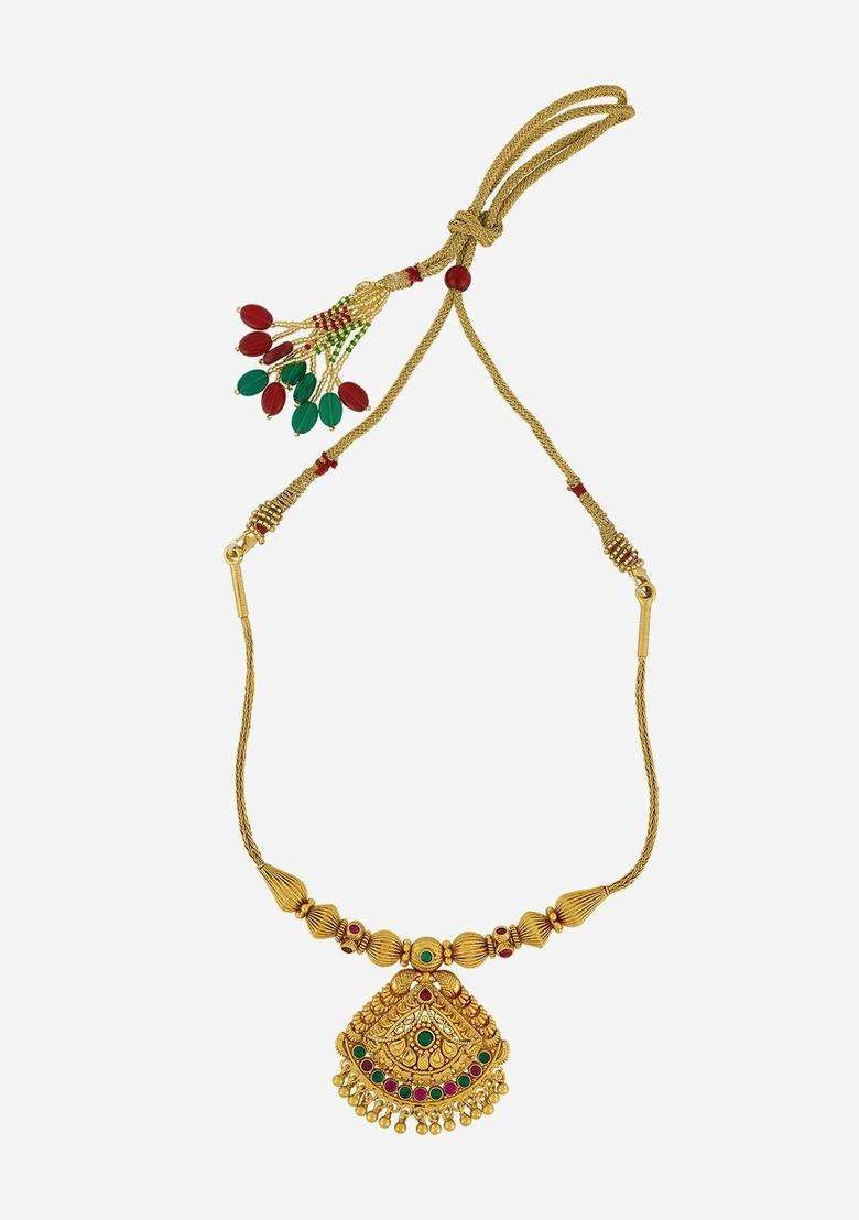 Sterling Silver Gold-Plated Temple Necklace for Women | Traditional Temple Jewellery for Wedding & Festive Wear | Gift for Her - Indya