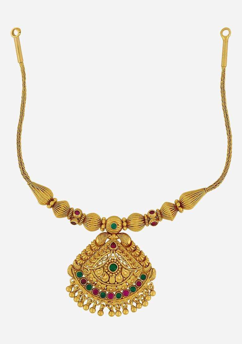 Sterling Silver Gold-Plated Temple Necklace for Women | Traditional Temple Jewellery for Wedding & Festive Wear | Gift for Her - Indya