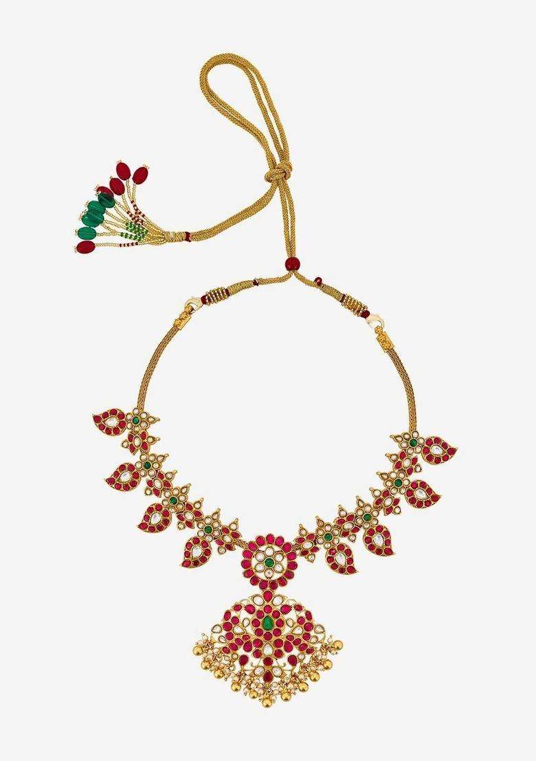 Sterling Silver Gold-Plated Temple Necklace for Women | Traditional Temple Jewellery for Wedding & Festive Wear | Gift for Her - Indya