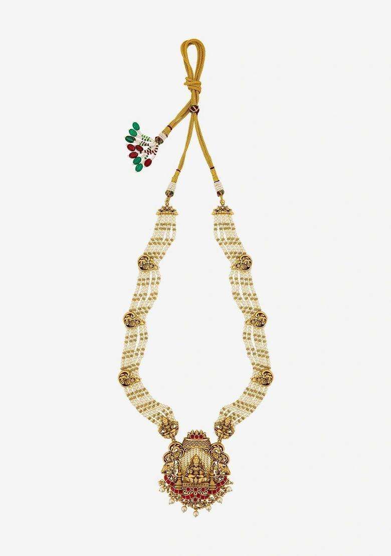 Copper Gold-Plated Temple Necklace for Women | Traditional Temple Jewellery for Wedding & Festive Wear | Gift for Her - Indya