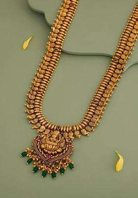 Sterling Silver Gold-Plated Temple Necklace for Women | Traditional Temple Jewellery for Wedding & Festive Wear | Gift for Her