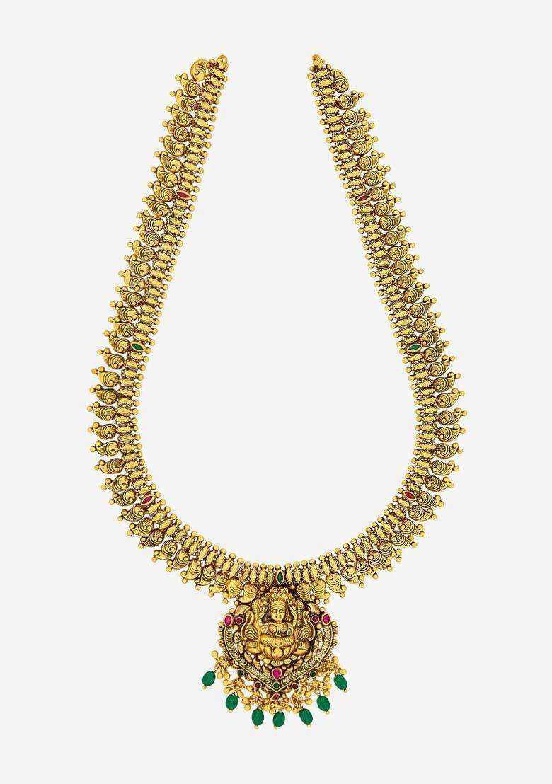 Sterling Silver Gold-Plated Temple Necklace for Women | Traditional Temple Jewellery for Wedding & Festive Wear | Gift for Her - Indya