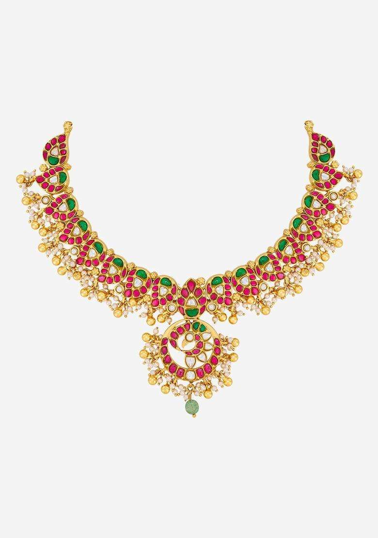 Sterling Silver Gold-Plated Temple Necklace for Women | Traditional Temple Jewellery for Wedding & Festive Wear | Gift for Her - Indya