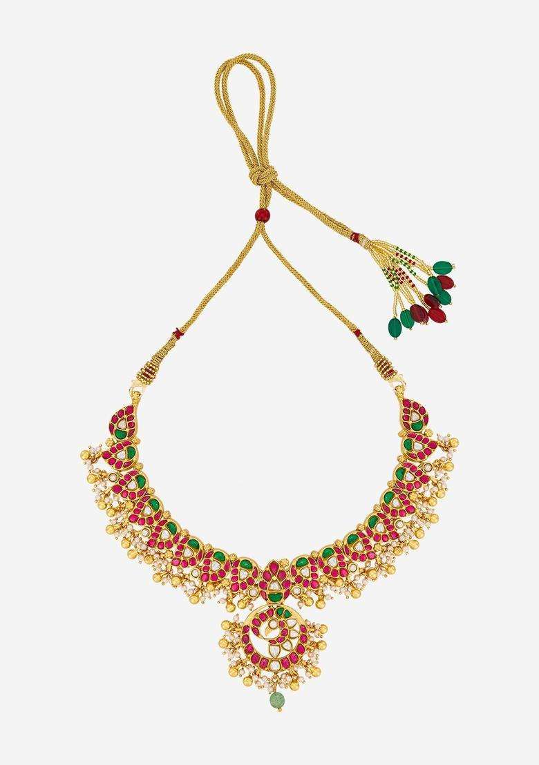 Sterling Silver Gold-Plated Temple Necklace for Women | Traditional Temple Jewellery for Wedding & Festive Wear | Gift for Her - Indya