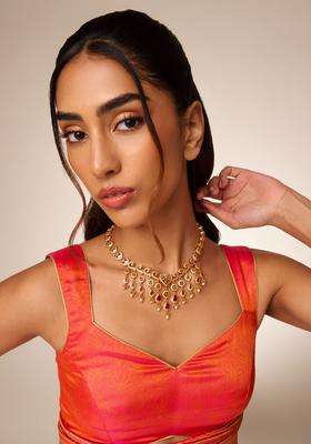 Sterling Silver Gold-Plated Temple Necklace for Women | Traditional Temple Jewellery for Wedding & Festive Wear | Gift for Her