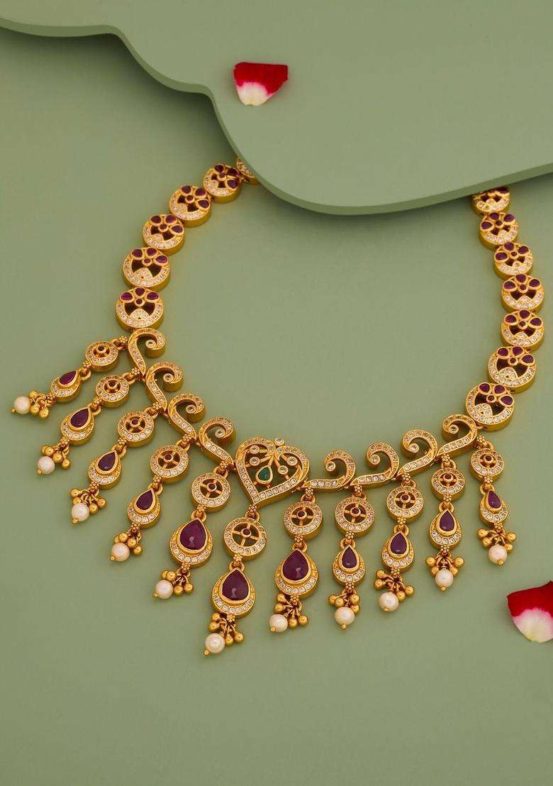 Sterling Silver Gold-Plated Temple Necklace for Women | Traditional Temple Jewellery for Wedding & Festive Wear | Gift for Her - Indya