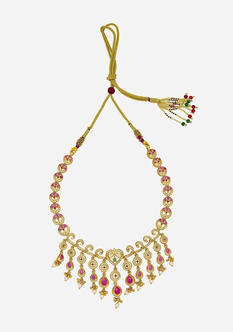 Sterling Silver Gold-Plated Temple Necklace for Women | Traditional Temple Jewellery for Wedding & Festive Wear | Gift for Her - Indya