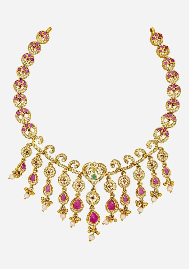 Sterling Silver Gold-Plated Temple Necklace for Women | Traditional Temple Jewellery for Wedding & Festive Wear | Gift for Her - Indya