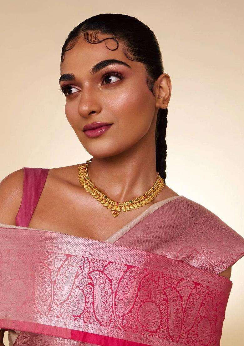 Sterling Silver Gold-Plated Temple Necklace for Women | Traditional Temple Jewellery for Wedding & Festive Wear | Gift for Her - Indya