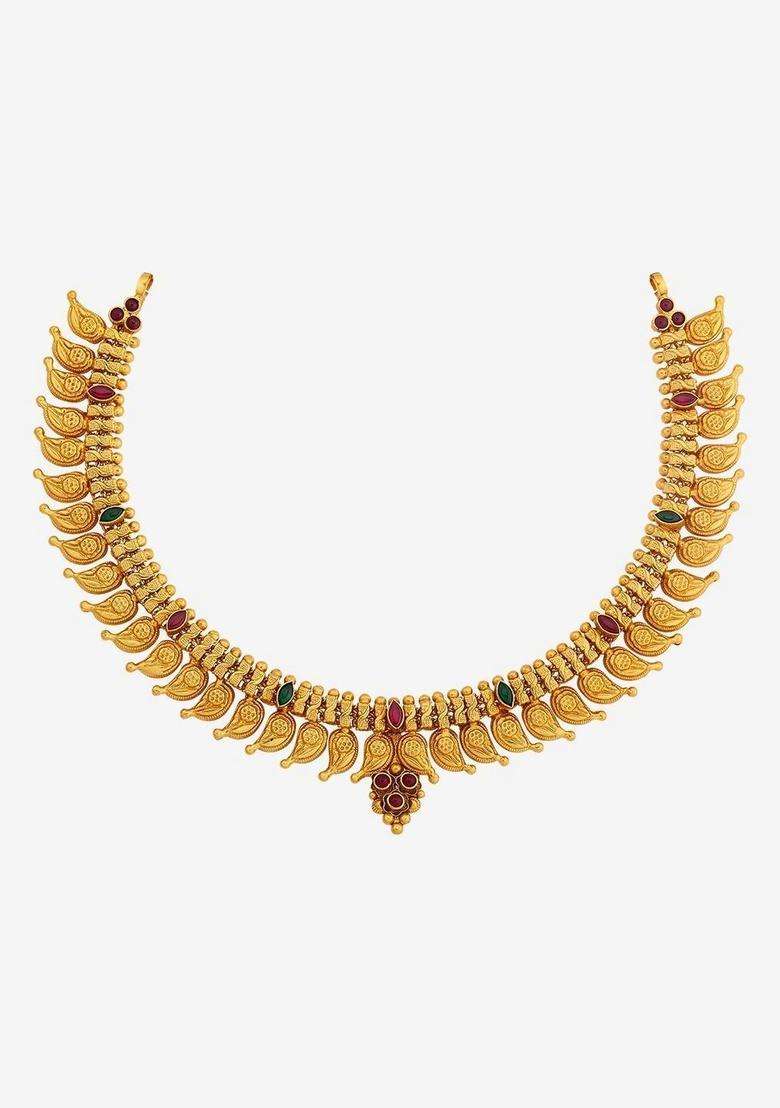 Sterling Silver Gold-Plated Temple Necklace for Women | Traditional Temple Jewellery for Wedding & Festive Wear | Gift for Her - Indya