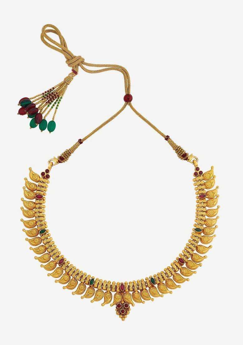 Sterling Silver Gold-Plated Temple Necklace for Women | Traditional Temple Jewellery for Wedding & Festive Wear | Gift for Her - Indya