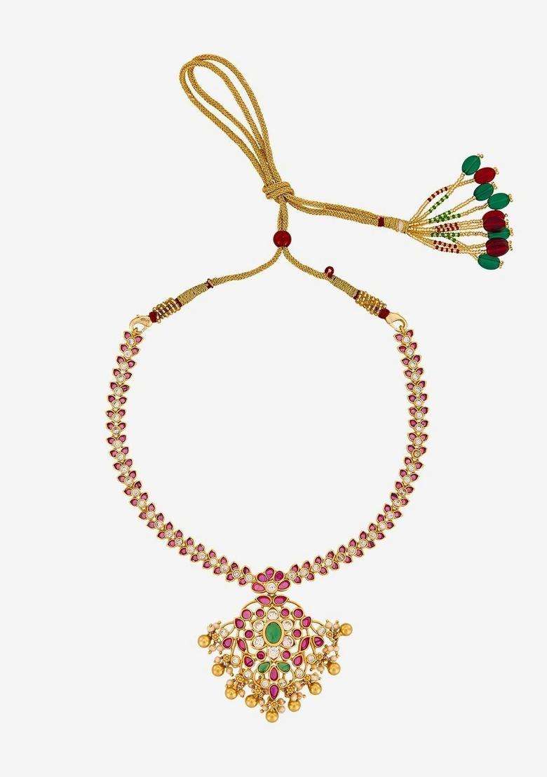 Sterling Silver Gold-Plated Temple Necklace for Women | Traditional Temple Jewellery for Wedding & Festive Wear | Gift for Her - Indya