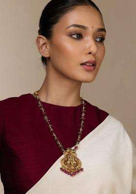 Sterling Silver Gold-Plated Temple Necklace for Women | Traditional Temple Jewellery for Wedding & Festive Wear | Gift for Her