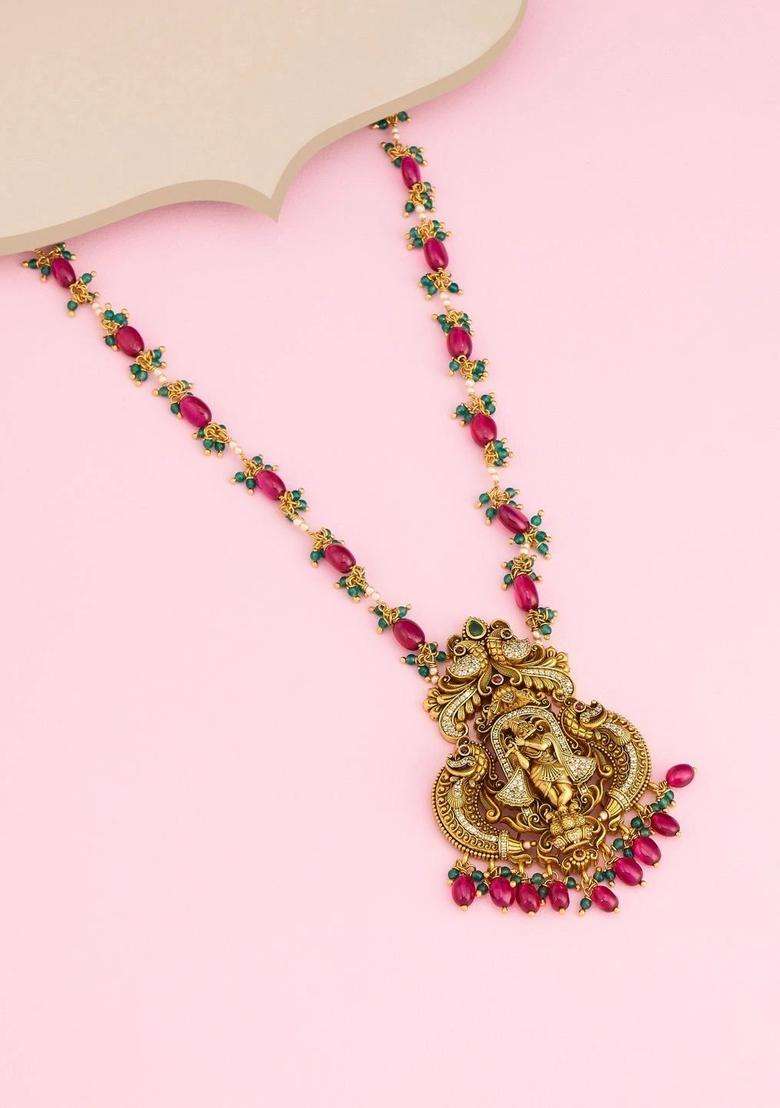 Sterling Silver Gold-Plated Temple Necklace for Women | Traditional Temple Jewellery for Wedding & Festive Wear | Gift for Her - Indya