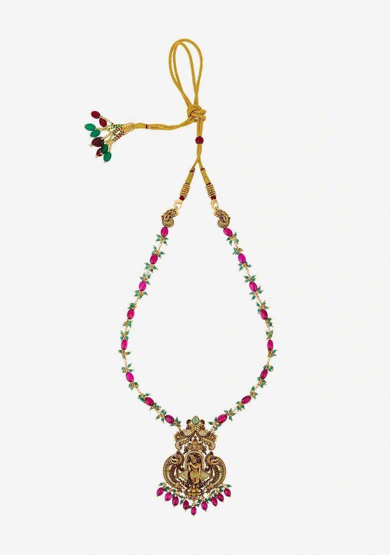 Sterling Silver Gold-Plated Temple Necklace for Women | Traditional Temple Jewellery for Wedding & Festive Wear | Gift for Her - Indya