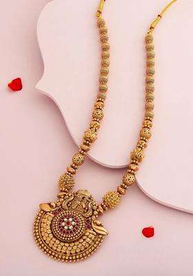 Copper Gold-Plated Temple Necklace for Women | Traditional Temple Jewellery for Wedding & Festive Wear | Gift for Her