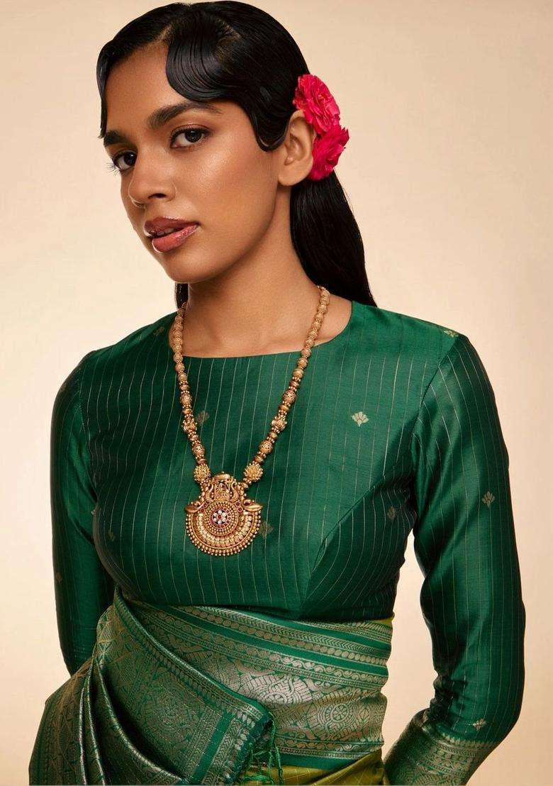 Copper Gold-Plated Temple Necklace for Women | Traditional Temple Jewellery for Wedding & Festive Wear | Gift for Her - Indya