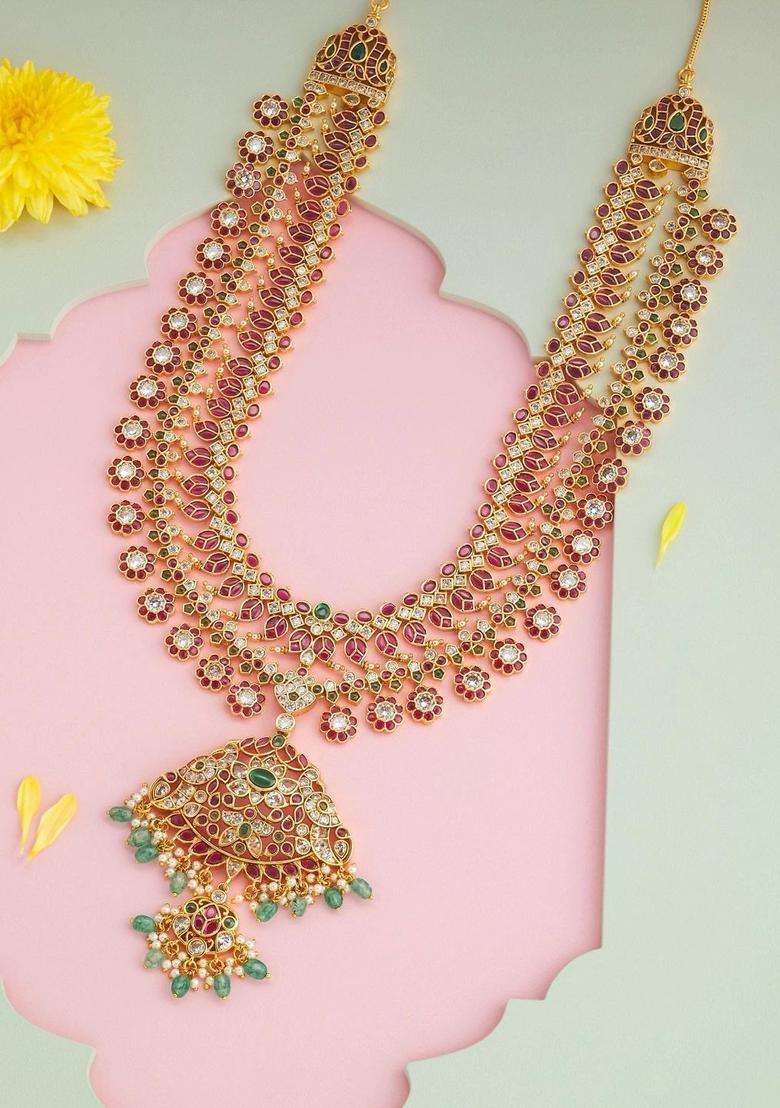 Copper Gold-Plated Temple Necklace for Women | Traditional Temple Jewellery for Wedding & Festive Wear | Gift for Her - Indya