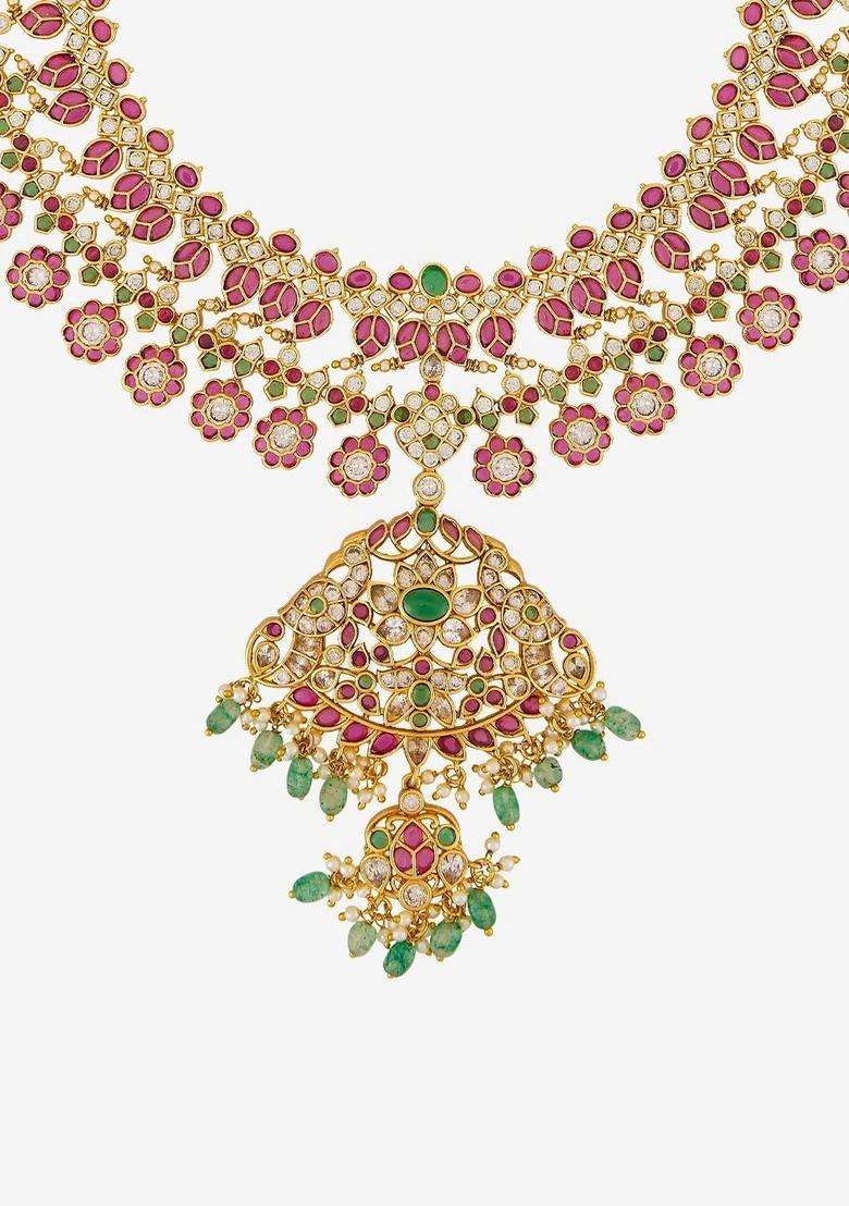 Copper Gold-Plated Temple Necklace for Women | Traditional Temple Jewellery for Wedding & Festive Wear | Gift for Her - Indya